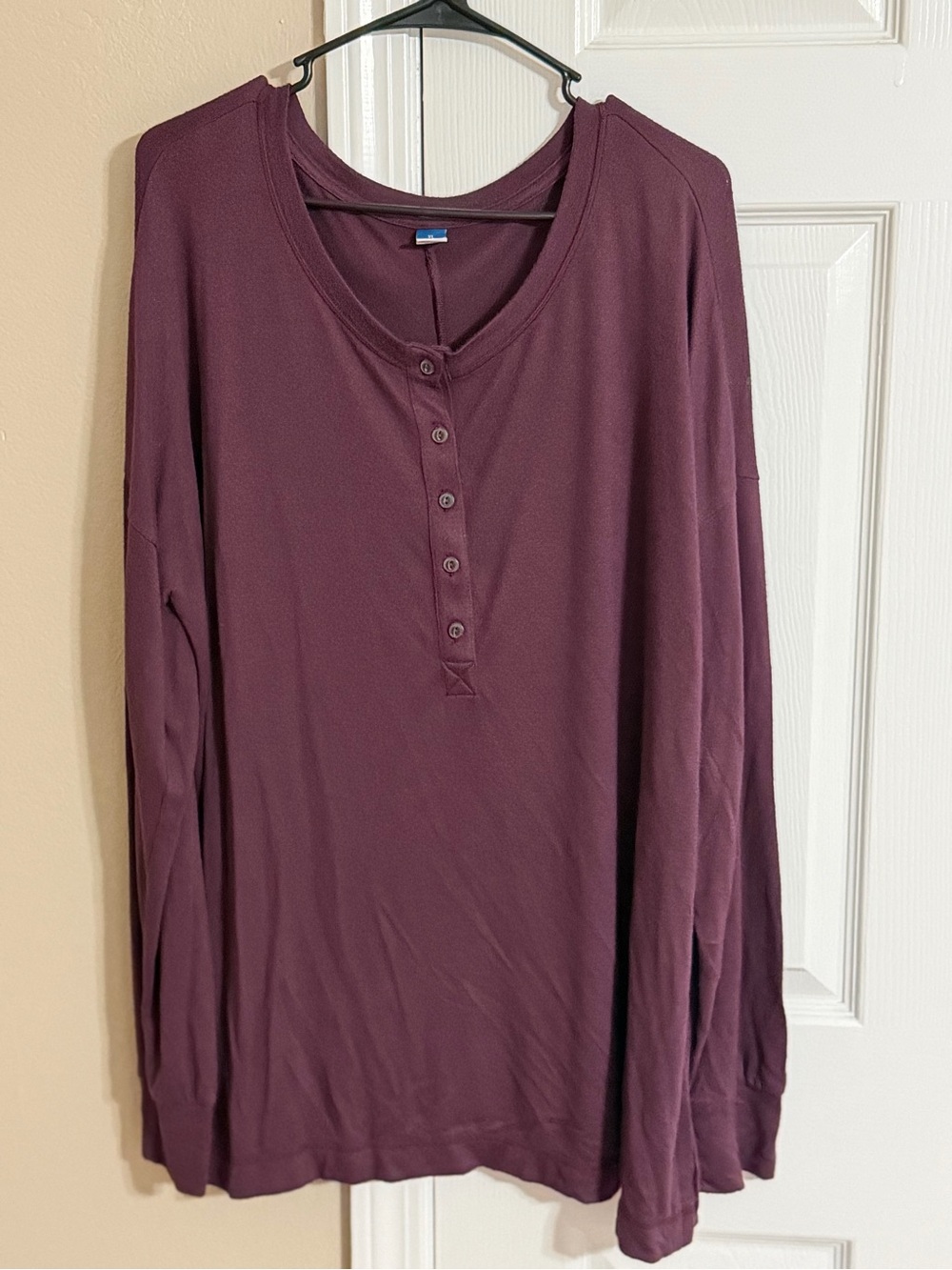 Old Navy Plum Button-Front Long Sleeve Henley